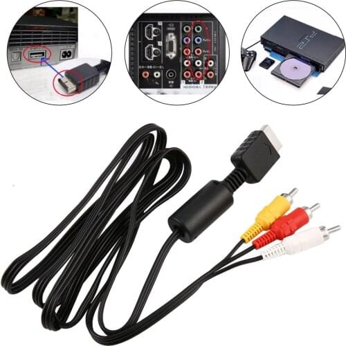 PS2 Video Cable AV Cable NEW RCA Audio Video Composite TV Console 1.8M Black JW-DCAV With Colour Coded Easy Installation