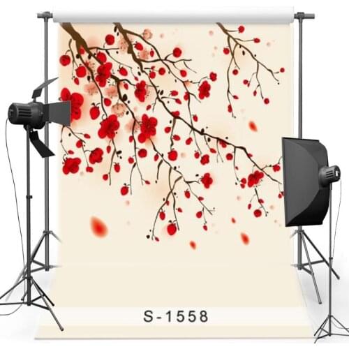 Drawing Red Flower Vinyl Photography Background For Children Floral New Fabric Flannel Backdrop For Wedding photo studio S1558