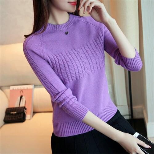 Women Sweater 2019 Autumn Winter New Pullover O-Neck Knitted Sweaters Long Sleeve Casual Sweater Female Jumper Pull Tops R943