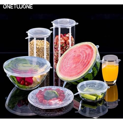 1/6pcs Silicone Stretch Lids Universal Lid Silicone Bowl Pot Lid Food Fresh Covers Microwave Cover Kitchen Accessories