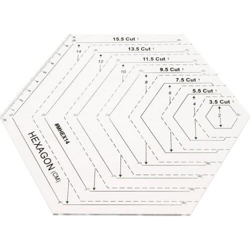 15.5 Cut Clear Quilting Sewing Patchwork Craft Scale Ruler Hexagon Ruler DIY