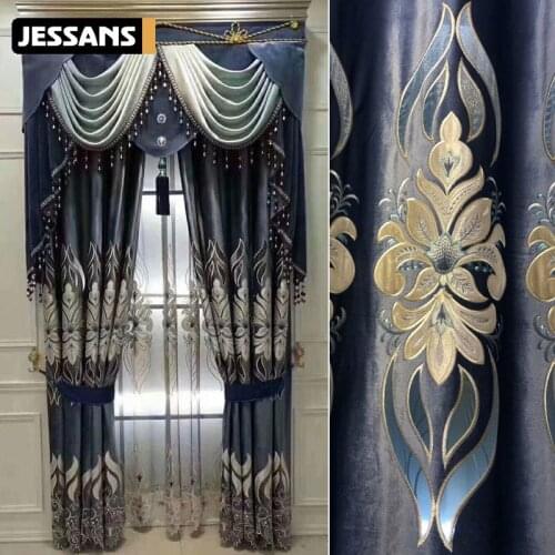 2021 High-end European Hollow Embroidered Curtains for Living Room Bedroom Balcony Floor-to-ceiling Windows Blackout Curtains