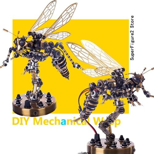 20 x 20 x 20CM 3D Stainless Steel Voice control Insects Mental Puzzle Model Kit DIY Mechanical Wasp Assembly Jigsaw Crafts Gift