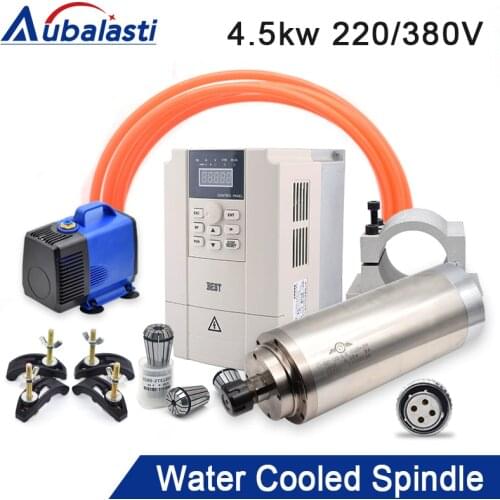 4.5kw Spindle CNC Water Cooled Spindle Motor 220V 380V ER25 Dia 125mm inverter For CNC Milling Router Machine Tool Spindle