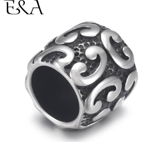 4pcs Stainless Steel Cylinder Bead Charms 8mm Large Hole for Leather Jewelry Bracelet Making Metal Beads DIY Supplies Parts