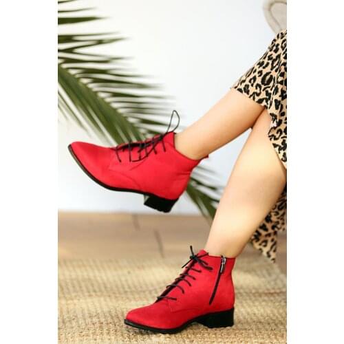 A965-20Kırmızı Nubuck Pink Potin Red Nubuck Women 'S Boots A965-20