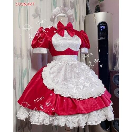 [Customize]Anime Demon Slayer Kimetsu no Yaiba Agatsuma Zenitsu Maid Uniform Dress Cosplay Costume Halloween Party Suit For