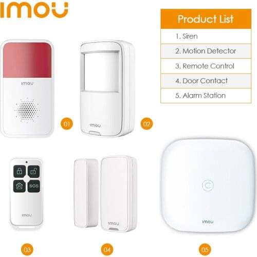 Dahua Imou Smart Home Security Solution Alarm System including Alarm Station Motion Detector Door Contact Siren Remotel Control