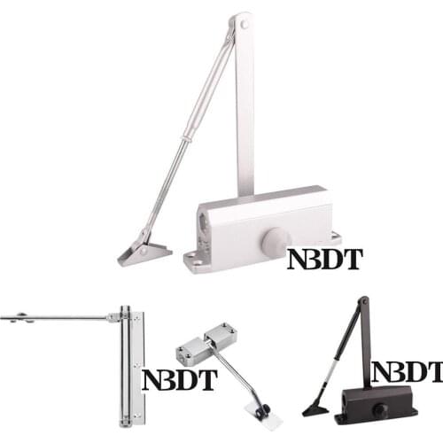 Commercial Door Closer Adjustable Spring Hydraulic Automatical Closing 90 Degrees Open Hold Face-mounted Siver Matte Black