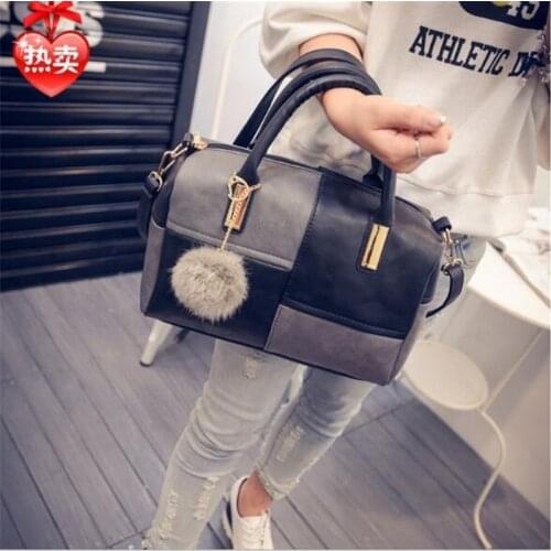 Hot Sale Boston Patchwork PU Leather Women Bag Design Shoulder Crossbody Messenger Bags Fashion Handbag Short Handle Sac A Main