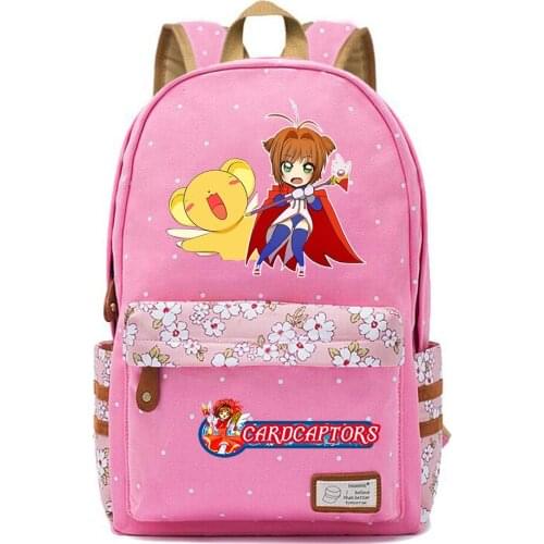 Anime Card Captor Canvas Casual Backpack Schoolbag Teenger Packsack Mochila High Quality Unisex Student Travel Laptop Bag