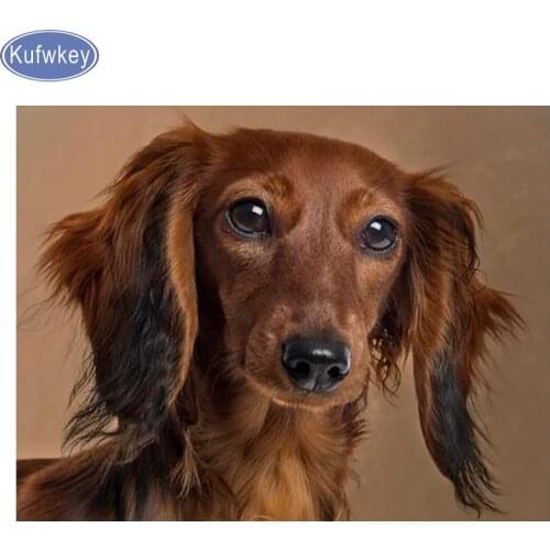 Full 5D Diy Daimond Painting Cross-stitch "Dachshund Puppies" 3D Diamond Mosaic square Round Rhinestones dog Painting decor art