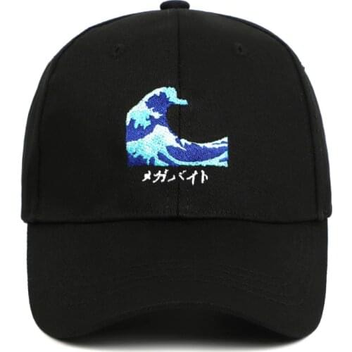 Black Pink White Embroidered Fashion Dad Hat Women Men Wave Baseball Cap Hip Hop Male Female Snapback Golf Hat dropshipping