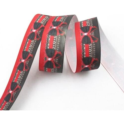 Red bow printed16/22/25/38/75mm grosgrain ribbons 10 25 50 yards DIY bows gift wrapping wedding decoration webbing