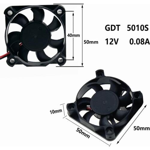 Gdstime 500 Pieces 50x50x10mm PC Mini Fan 12V 2Pin 5cm DC Brushless PC Cooling Fan 50mm 5010 Computer CPU Cooler wholesale