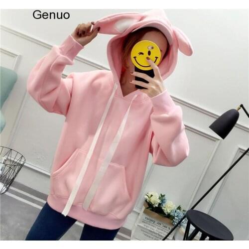 Fashion Cute Girl Sweatshirt Bunny Rabbit Ears Hoodie Hoody Women Casual Hoodies Sweatshirt Pullover Sweatshirt Jumper