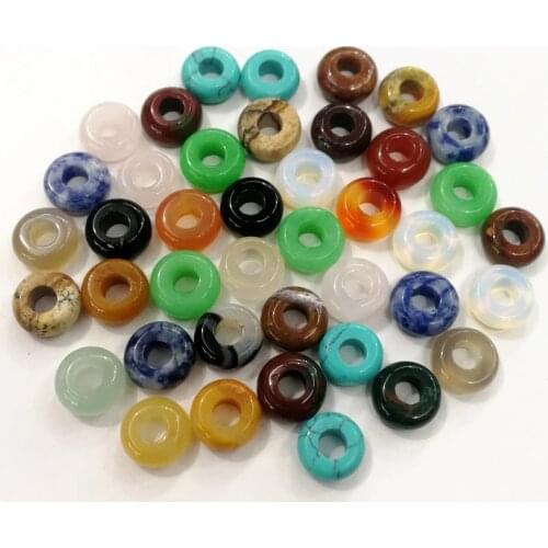 Fashion natural mixed round stone beads charms good quality big hole beads 10mm for jewelry making 50pcs wholesale free shipping