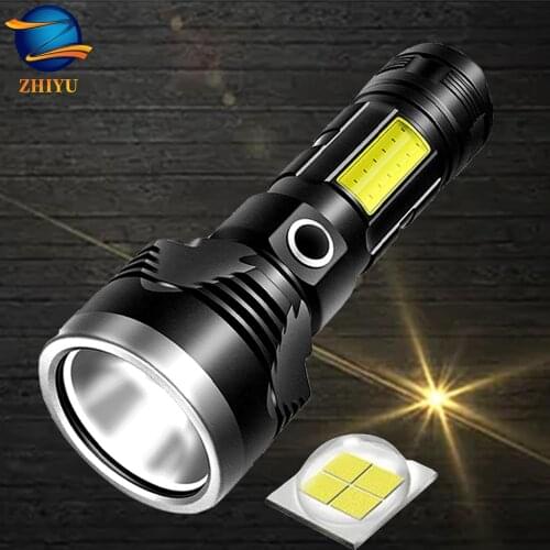 ZHIYU P50 Strong light rechargeable flashlight three-shift dimming mode HD vision stable brightness hard anti falling torch