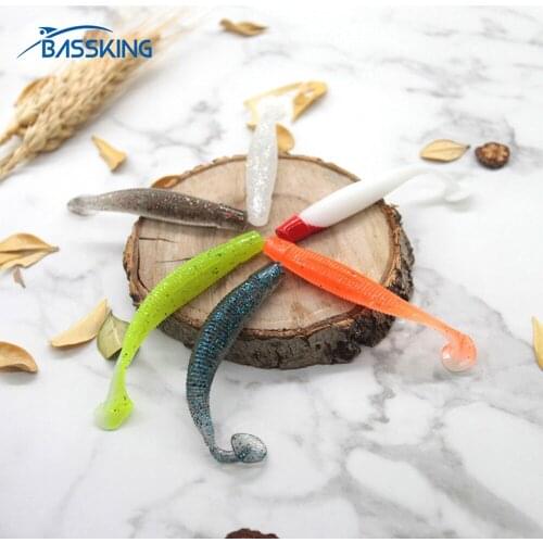 BASSKING 20pcs Soft Bait 60mm/1.6g 70mm/2.6g T-Tail Fishing Lure Silicone Artificial Bait Pesca Leurre Peche Swimbait Jig Bait