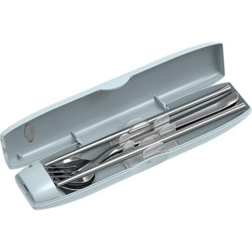 Creative Spoon Fork Chopsticks Box UV Safety Sterilization Stainless Steel Travel Tableware Toothbrush Portable Set USB Charging