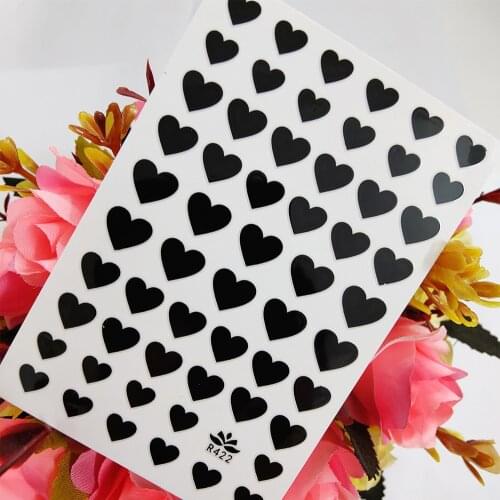 Black Love Heart Pattern 3D Stickers for Nails Design Self Adhesive Sliders Nail Art Decoraciones Manicure Foil Tips