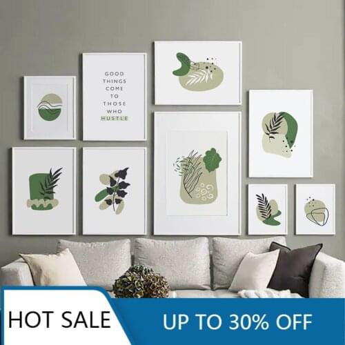 Leaf Feather Flowers Color Block Wall Art Canvas Painting Nordic Posters And Prints Abstract Decor Pictures For Home Decoration