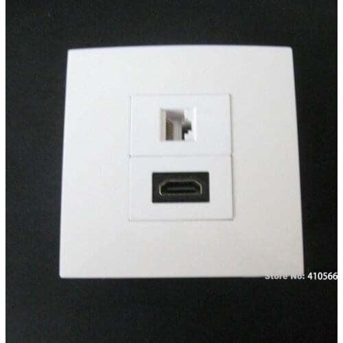 Hot Sell HDMI+ RJ45 Wall Plug Socket Port Work With Computer DVD For Home Using 86x86mm Panel Plug