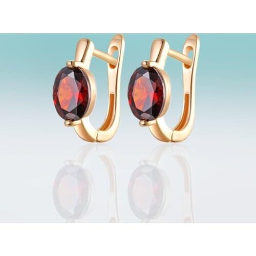 New Small Gold Silver Color Classic Design Ellipse MultiColor Cubic Zirconia Stud Earrings for Women Jewelry Simple Gift