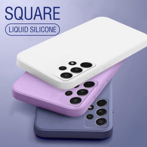 Original Liquid Silicone Square Phone Case For Samsung A51 A52 A72 A32 A42 A21S A71 A50 A70 A31 A41 Plain Soft Matte Back Cover