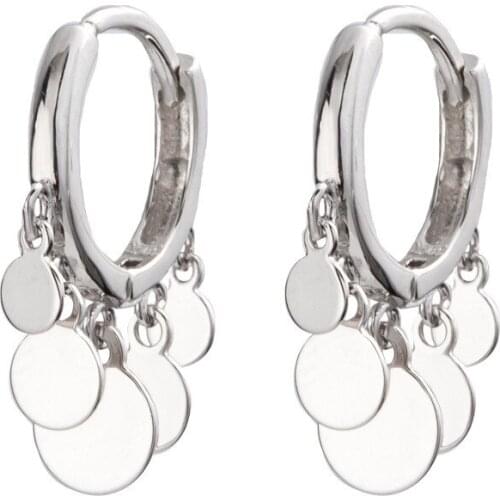 Pandach Hot Sale 100% Real Sterling Silver Disc Tassel Stud Earrings For Women Making Fashion Jewelry Gift CME447