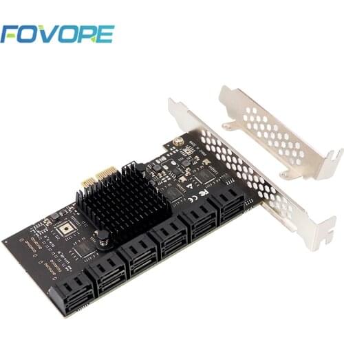 PCI-e x1 to 12 Ports SATA 3 III 3.0 6Gb SSD Converter SATA3 PCI e PCIe Controller Expansion Adapter Card Add On Cards