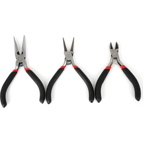 High Quality 3Pcs/set Black Color Handle Pliers (Sharp nose&Double round&Diagonal Pliers) For DIY Jewelry Making Pliers Tool