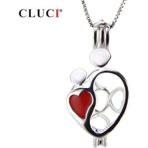 CLUCI Valentine Charms Pendant Silver 925 Women Lover Shaped Pearl Cage Pendant 925 Sterling Silver Pendant Pearl Locket SC213SB