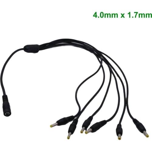 DC Power Splitter Adapter Cable 1 Female To 6 Male 4.0mm x 1.7mm Output Y CCTV LED Strip Lights Connectors Cord