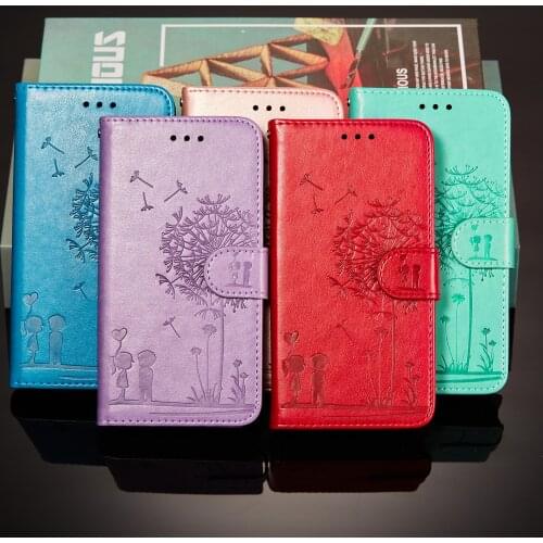 Dandelion Flower Embossed Pu Leather Phone Case for LG Stylo 7 5G Card Slot Wallet Photo Frame Kickstand Back Cover