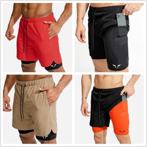 2021 Summer Running Shorts Men 2 in 1 Sports Jogging Fitness Shorts Training Quick Dry Mens Gym Men Shorts Sport gym Short Pants