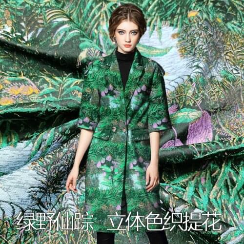 Dream forest yarn-dyed jacquard windbreaker fabric spring autumn and winter high-definition brocade clothes fabric handmade DIY
