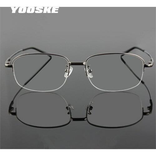 YOOSKE Memory Titanium Glasses Half Frame Optical Eyeglasses Frame Men Retro Half-frame Glasses Prescription Optical Frames