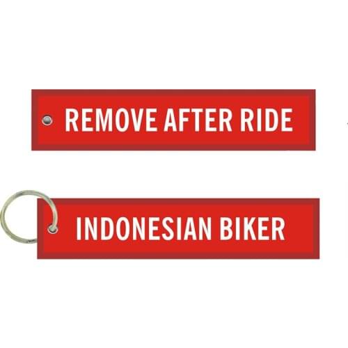 Remove After Ride Indonesian Biker Motorcycle Keychain Red Edge Embroidery