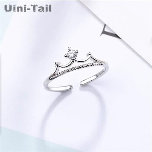 Uini-Tail hot sale new 925 sterling silver delicate small crown ring fashion trend sweet high quality girl jewelry ED697