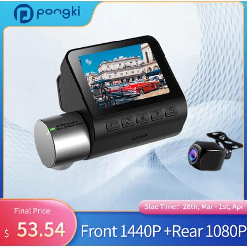 Pongki X1 2K Dual Lens Front 1440P Rear 1080P Dash Cam Night Vision Car Recorders WIFI APP Parking Surveillance Video Recorder
