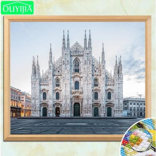 World Famous Scenic Spots "Duomo di Milano" 5D DIY Diamond Painting Square Diamond Embroidery Rhinestones Mosaic Decor Picture