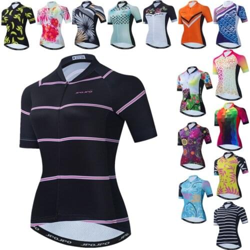 Womens Cycling Jersey Black Pro Cycling Clothing Summer MTB Bike Jersey Tops Breathable Bicycle Shirt Road Cycle Wear Clothes