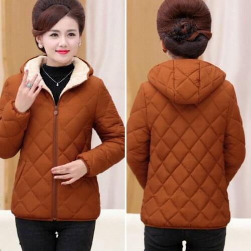 Womens winter jacket middle-aged mother winter warm cotton coat womens cotton jacket fashion thick hooded