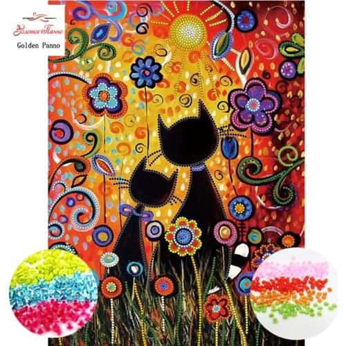 Golden Panno,beads,Needlework,DIY,bead Cross stitch ,Embroidery stitch,Precise Printed painting,flowers Pattern 09