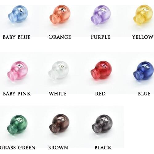 11pcs/pack Colorful Transparent Clear Frost Plastic Cord Lock Toggle Stopper Belt Buckle For Clothing/Paracord/Backpack