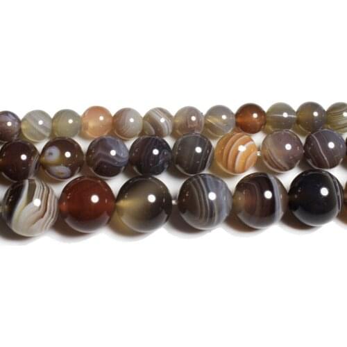 15"Strand Natural Stone Beads Smooth Grey Striped Agates Round Loose Beads For Jewelry Making Necklace Bracelet 4-12mm
