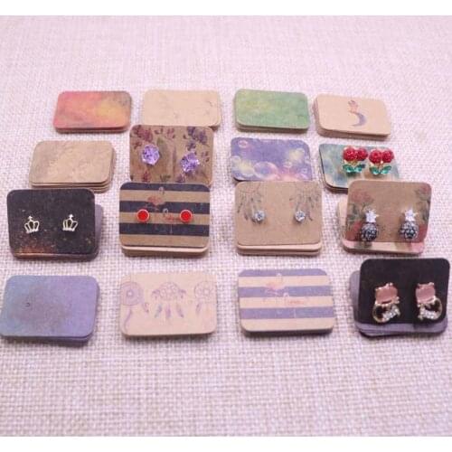 2.5x3.5cm Tiny new arrival Kraft Paper Earring Cards DIY full print earring tag Dreamcathcer/flower cute stud earring card200PCS