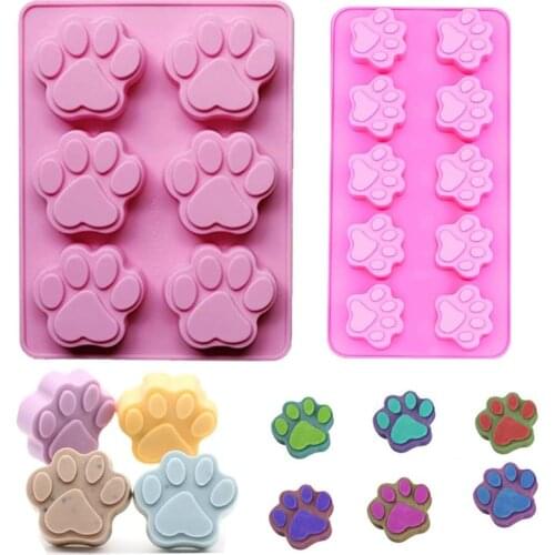 6/10 Cavities Soap Making Tools Cat Feet Pattern Cake Chocolate Silicone Mould Non-toxic Soap Mold Handcrafted Accessories