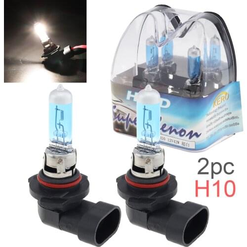2Pcs 12V H10 42W 6000K White Light Super Bright Auto Headlight Car Xenon Halogen Lamp Auto Front Headlight Fog Bulb Fit for Car